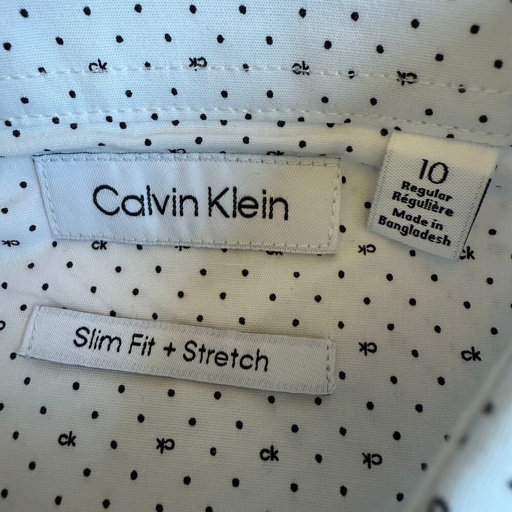 NEW Calvin Klein Slim Fit + Stretch Dress Shirt Black White 10 - Picture 8 of 10
